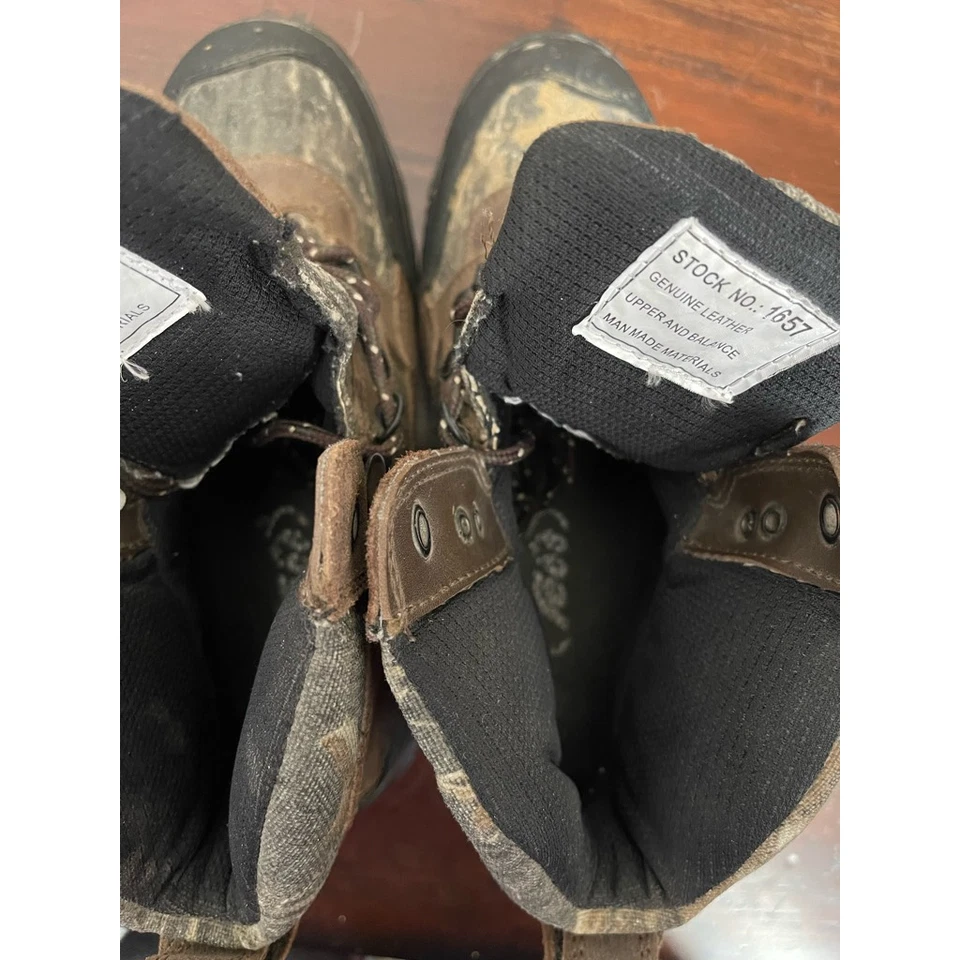 Tecs Unisex Hunting Boots Brown Black Camouflage Leather High Top Lace Up 8.5 W - Image 4 of 4