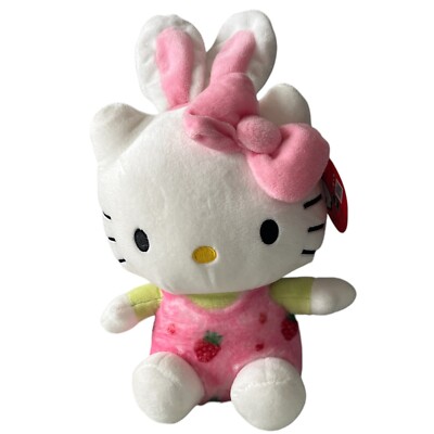 NEW Hello Kitty Easter Bunny Ears Plush Strawberry Stuffed Animal 2023