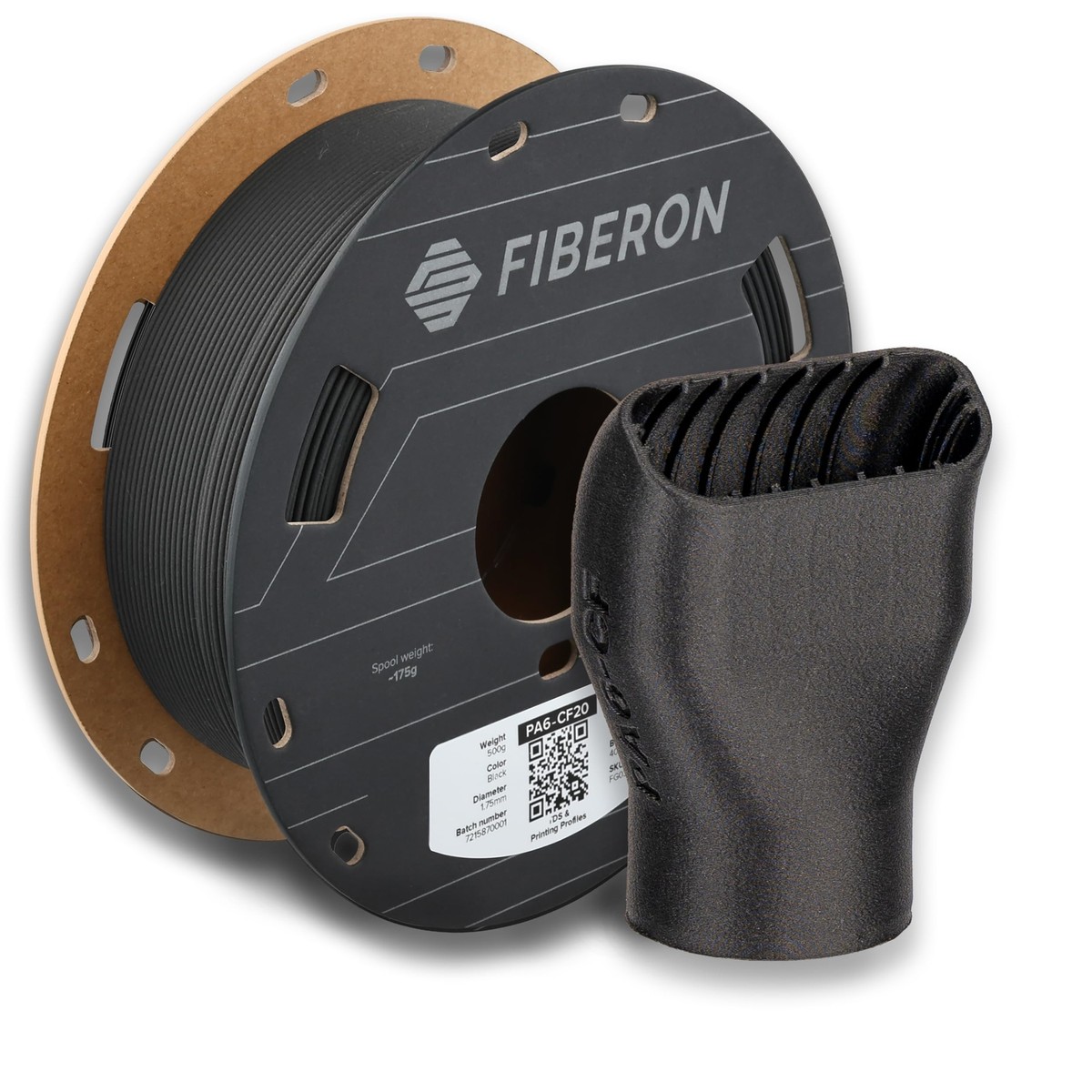 Fiberon PA6-CF Carbon Fiber Nylon Filament 1.75 Black 500g