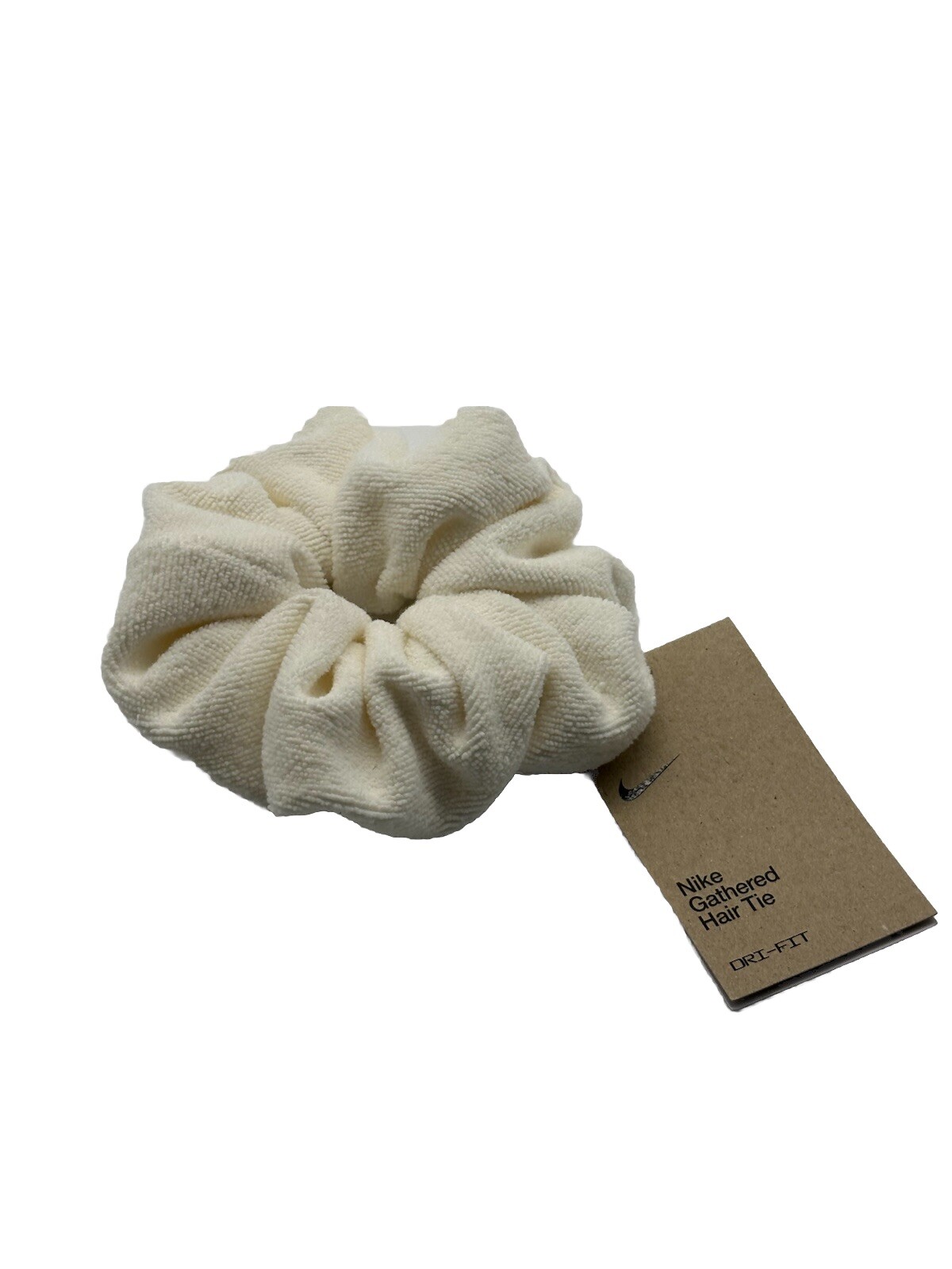 Nike Gathered Hair Tie Scrunchie For Women White Microfiber Dri Fit Hair Cloud