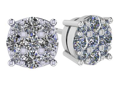 925 Sterling Silver Stud Earrings - 9-Stone Lab Grown Diamond White Friction 5MM