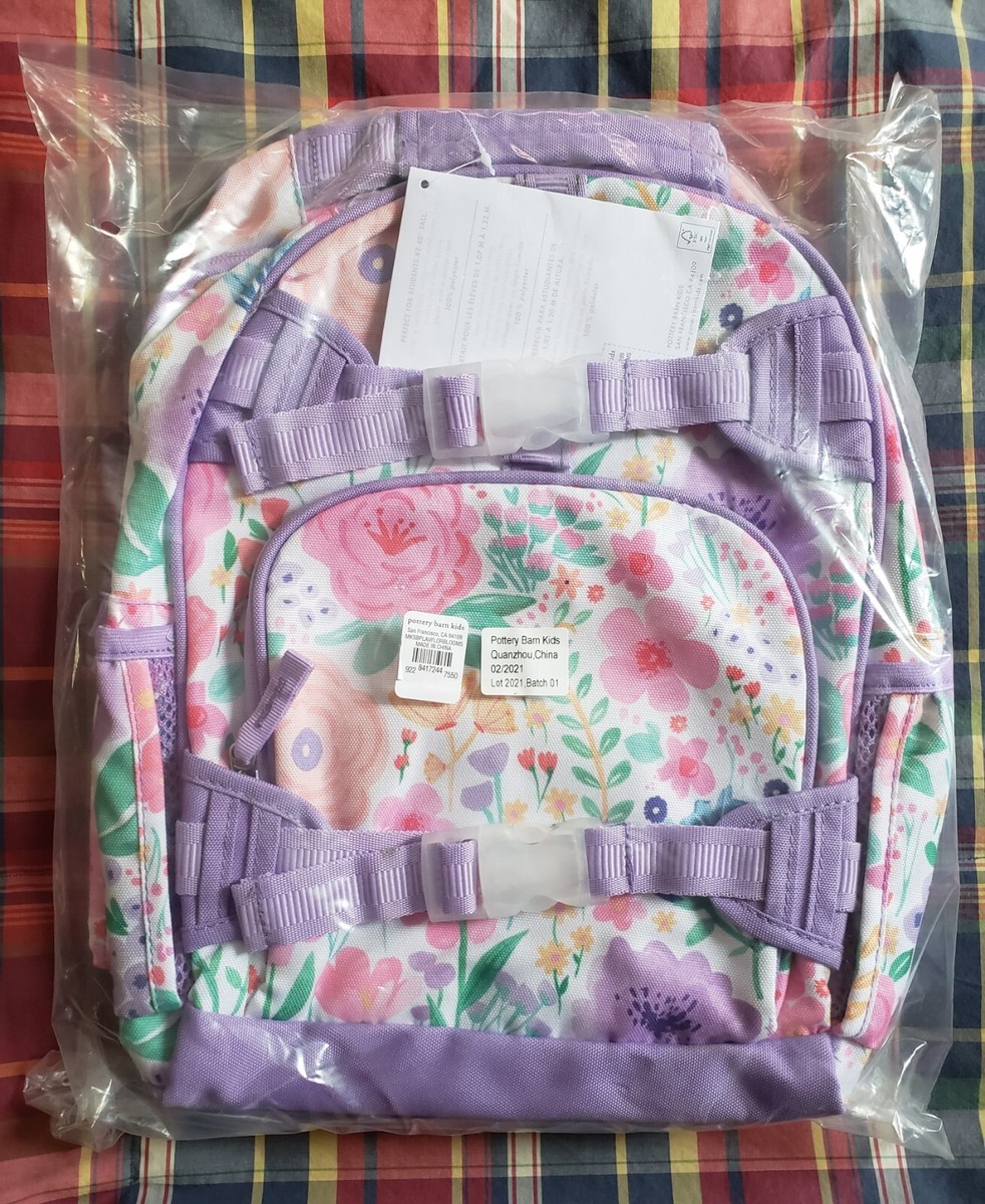 NEW POTTERY BARN KIDS girls small floral lavender backpack  display picture 3