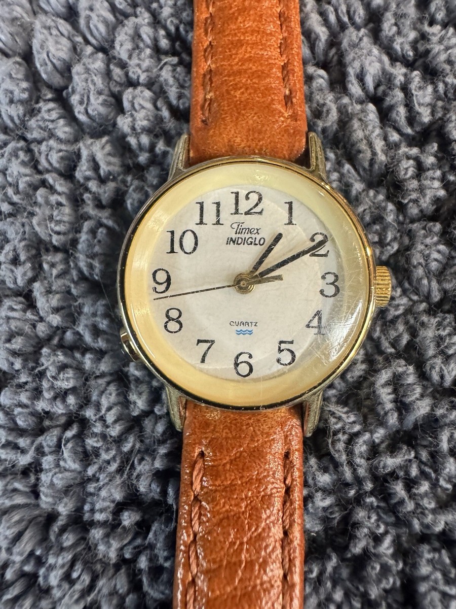 Timex Easy Reader Watch Women Indiglo 25mm Gold Tone Leather  display picture 1