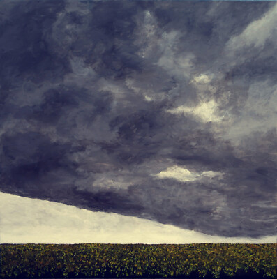 Signed landscape painting 24'' x 24'' PASSING THROUGH #2 contemporary