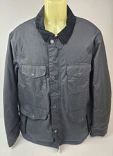 Barbour Fawden Men's Black Waxed Cotton Jacket Size Large