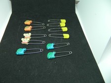 Lot of 11 Vintage Hong Kong Baby Safety Diaper Pins Assorted colors  tops