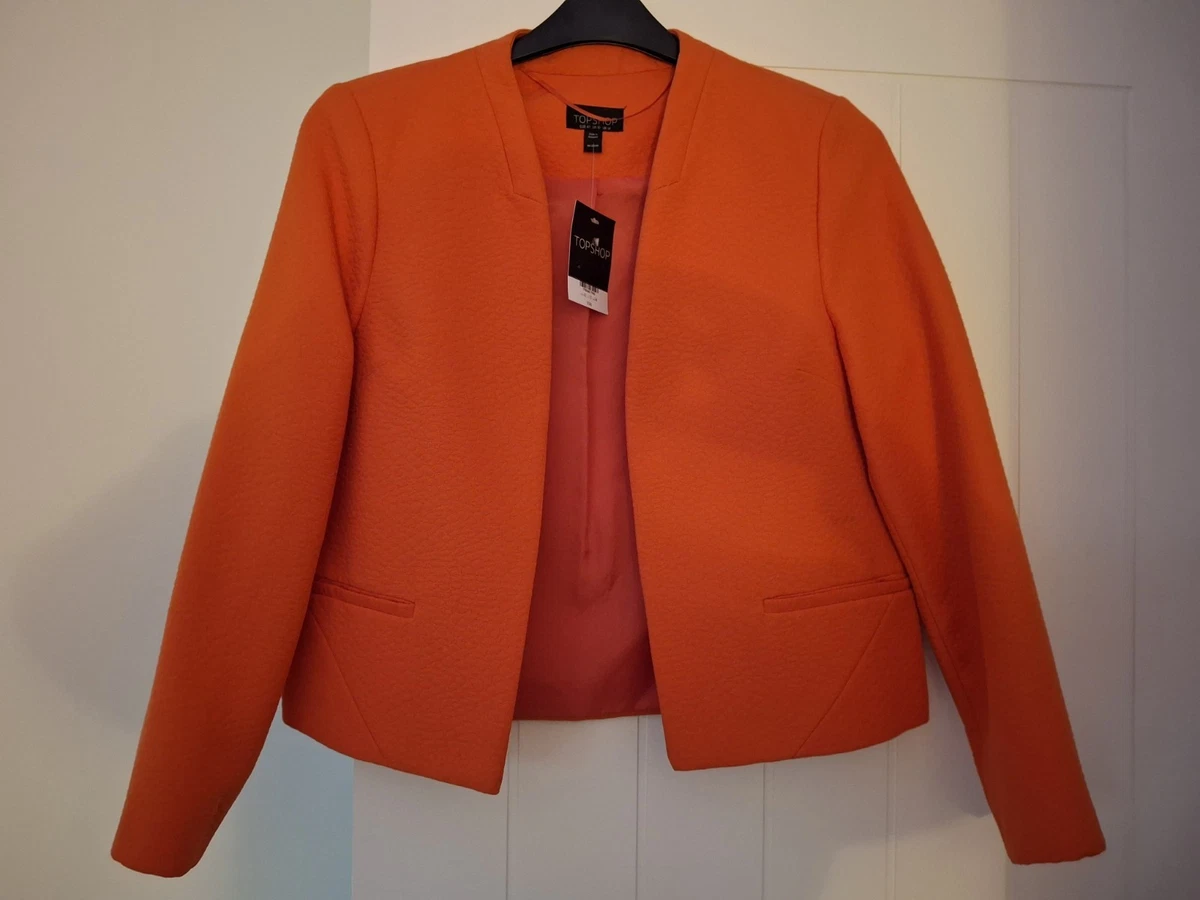 Veste Courte En Denim Topshop Orange Imprimé Serpent - Taille UK 12 - Neuve Avec étiquettes