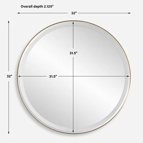 Uttermost 09947 Crofton 32" Diameter Circular Flat Accent Mirror - Gold - Picture 5 of 6