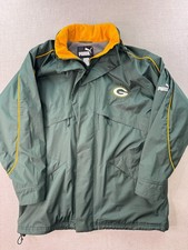 Vintage Puma Green Bay Packers Size Large Coat Jacket Zip Up Insulated