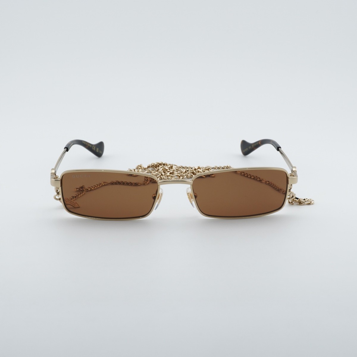 Gucci GG1600 002 Gold with Gold Chain/Brown 56-18-140 Sunglasses
