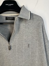 90s YSL Sweatshirt 1/4 Quarter Zip Grey Vintage Sweater Yves Saint Laurent