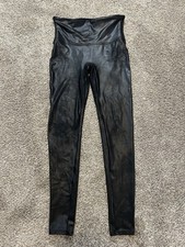 Spanx Leggings Women L Black SPANXshape Faux Leather Pull-On Leggings 2437