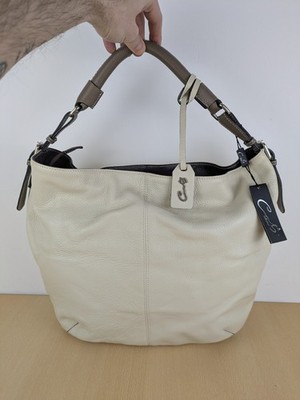 Cats Madrid große Handtasche Rindsleder Reißverschluss Made in Spain weiß Designer 