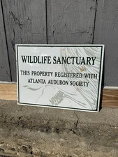Vintage Atlanta Audubon Society Wildlife Sanctuary Sign Georgia Bird Hunting