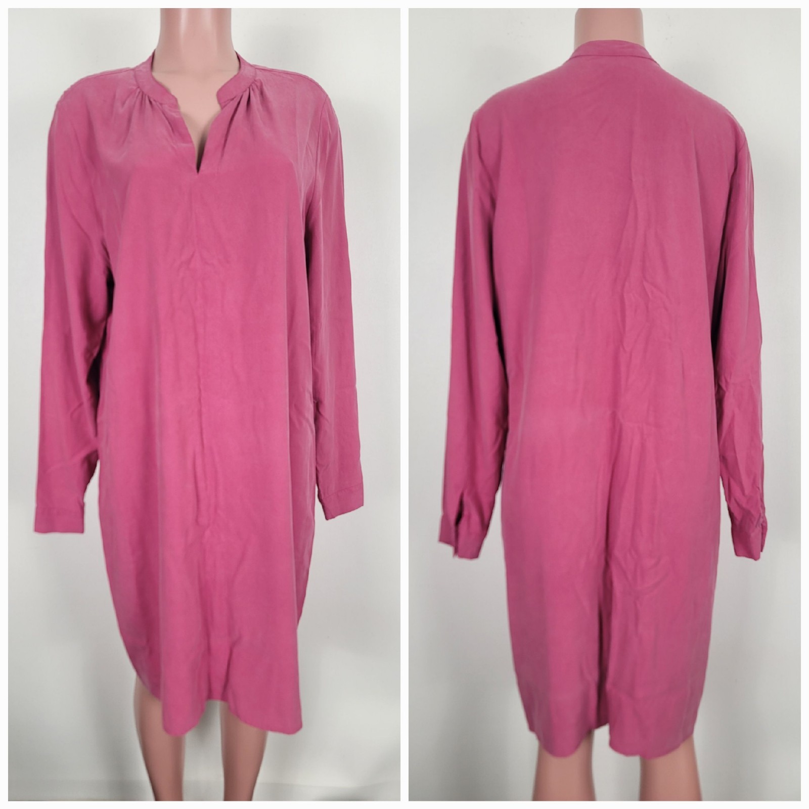 J.Jill 100% Silk Tunic Shift Dress XL Pink Minimalist Lagenlook Quiet Luxury
