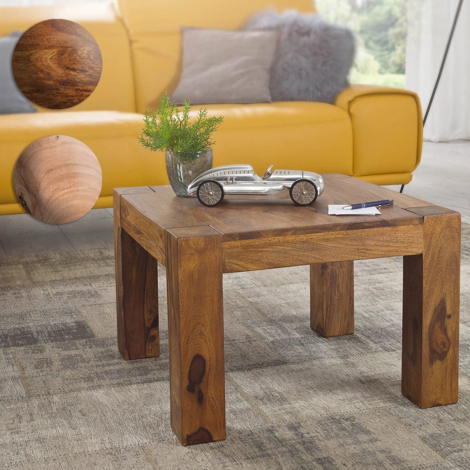 FineBuy Table Basse Bois Massif 60x40x60cm Table d'appoint Table de salon Design - Photo 1/1