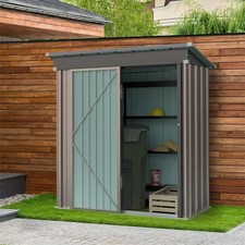 Galvanized Metal Garden Storage Shed 5X3 Ft Tool Strong Reinforced Roof Grey New