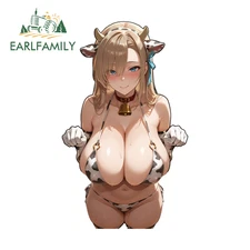 EARLFAMILY 5.1" Cow Bikini Car Sticker Car Door Trunk Artistic Helmet PVC Decal