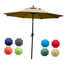 9Ft Patio Umbrella Outdoor Table Umbrella with 8 Sturdy Ribs  Tan