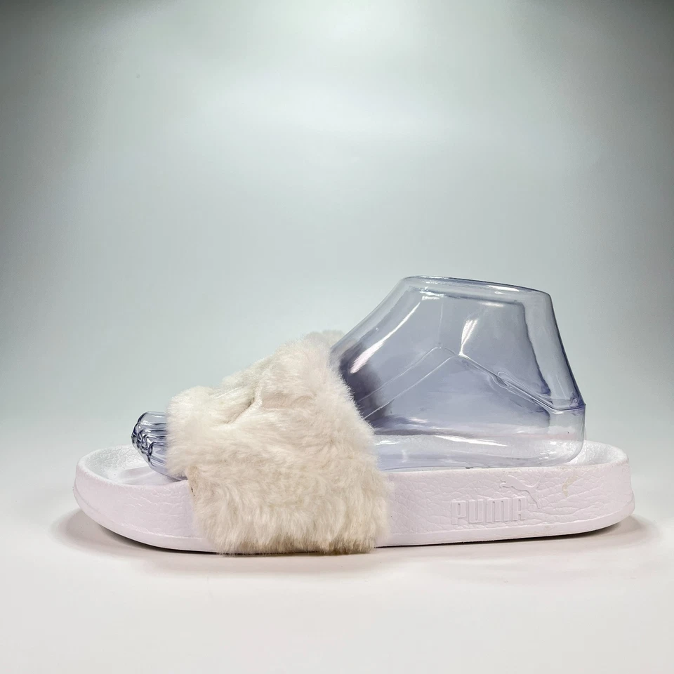 PUMA Fenty White Faux Fur Slides Rihanna Sandals Slippers Women’s Size 7.5 - Image 2 of 4