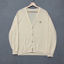 Vintage 90s IZOD Cardigan Sweater Men XL Beige Acrylic Made In USA