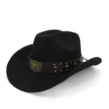 Cowboy Hat for Women Men with Shapeable Wide Brim Western Suede Hat for Cowbo...