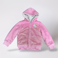 Disney Princess Ariel Cinderella Pink Sherpa Girls Hoodie Jacket Size 6