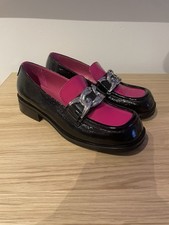 Marco Moreo Pink & Black Patent Leather Loafers Worn Once Uk 3 Eu 36