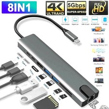8 in 1 USB-C Hub Type C To USB 3.0 4K HDMI PD Adapter For iPhone Macbook Pro/Air