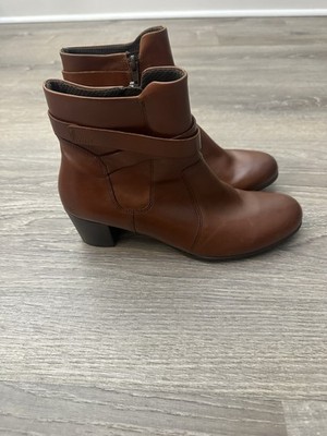 ECCO Shape 35 Brown Zipper Strap Leather Ankle Boots Women s 7-7.5 New