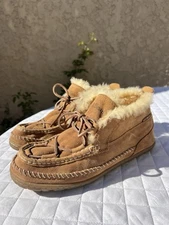 LL Bean Wicked Good Lodge Chukkas Boots Slippers Shearling Lined Women's Sz 10 M