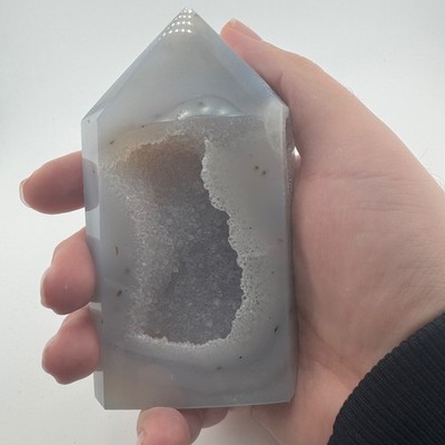 4.75'' Extremely Unique Dendritic Agate Quartz Sugary Druzy Crystal Point