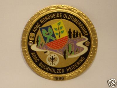 Auto-Plakette 2. ADAC Nordheide Oldtimerfahrt, Buchholzer Heidering 1996  