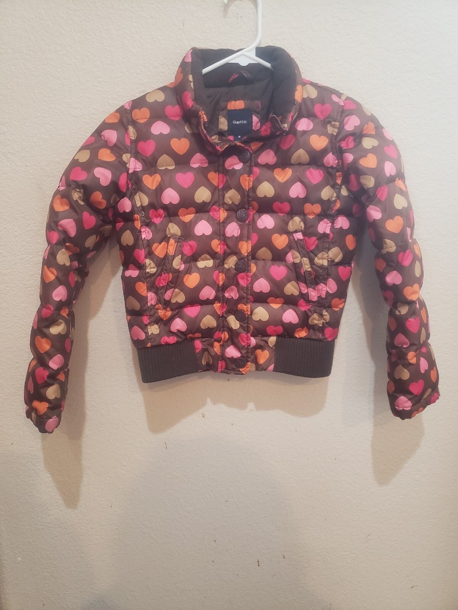 Gap Kids Brown Jacket with Hearts Zip-front with Snap Closure Size