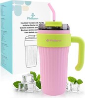 Thermobecher 800Ml Vakuum Trinkbecher Mit Deckel Strohhalm Isolierbecher