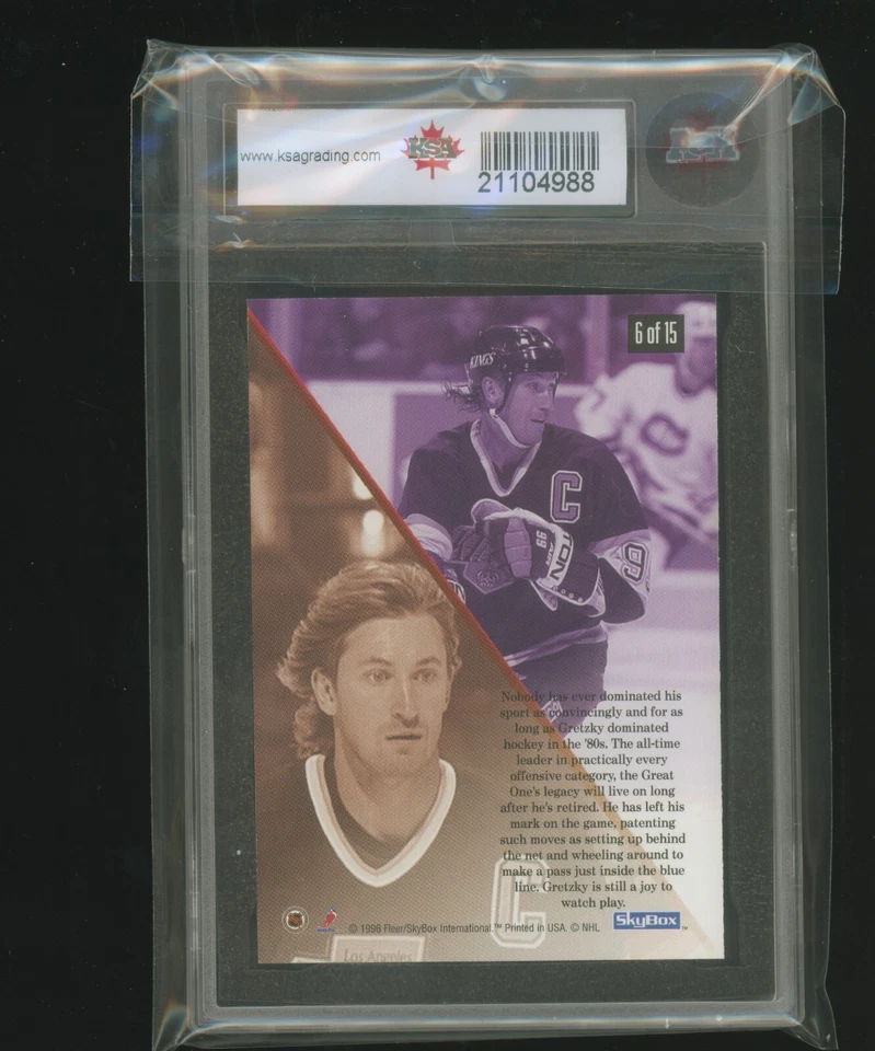 Wayne Gretzky 1995-96 SkyBox Impact Ice Quake #6 Los Angeles Kings KSA 10 GEM - Image 2 of 2