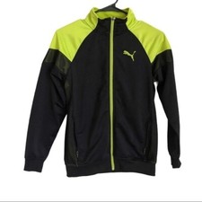 Puma Boys Black Lime Mesh Track Jacket Size M