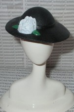 HAT BARBIE DOLL  ELEANOR ROOSEVELT BLACK WHITE FLOWER ACCESSORY FOR DIORAMA