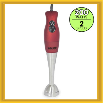 Better Chef IM-807R 200 Watts Stainless Steel Barrel Dual Blender Mixer in Red