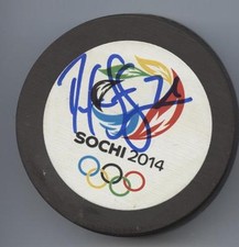 DEREK STEPAN USA SIGNED NEW YORK RANGERS 2014 SOCHI OLYMPICS HOCKEY PUCK w/ COA