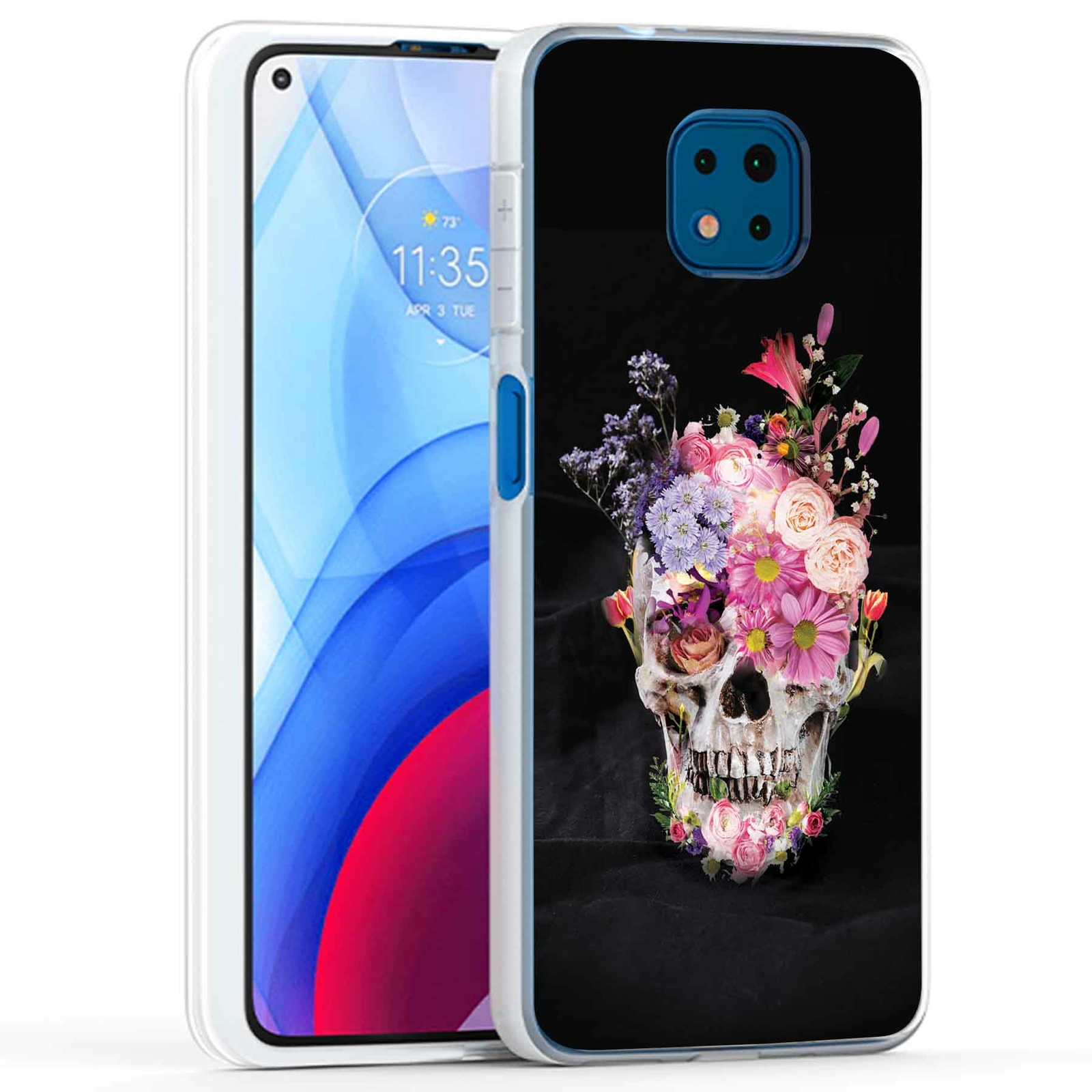Phone Case Cover for Motorola Moto G Power 2021,Flower Skull Print, USA