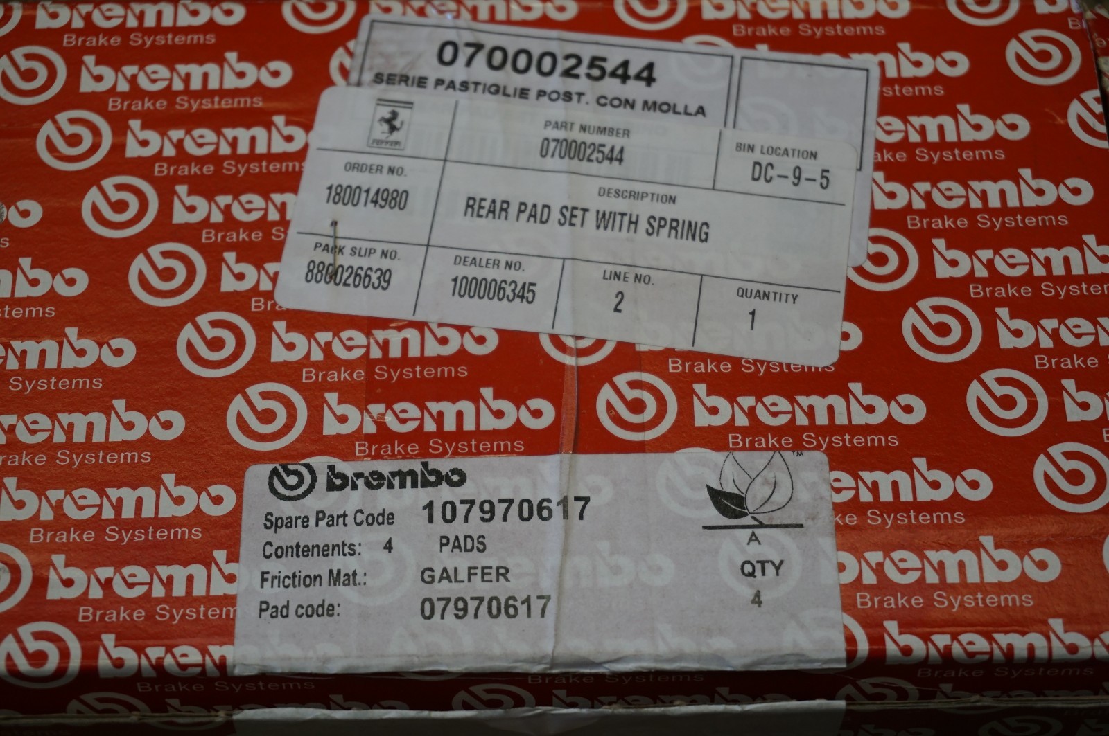 brembo Ferrari brake pads front & rear