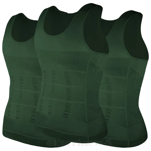 Herren 3er-Pack Schlank Body Shaper Haltung Korrektur Weste Bauch Kompression Tops USA - Bild 45 von 56