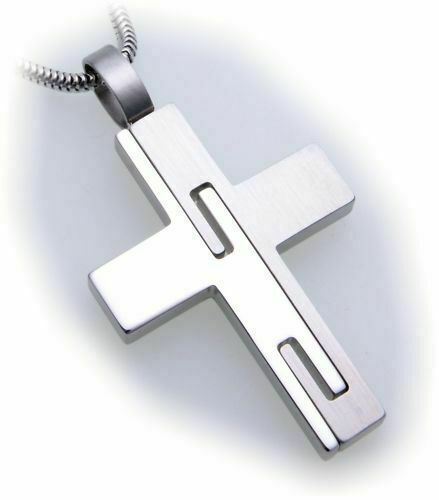 New Pendant cross From Stainless Steel Matt And Shiny High Quality Top - Picture 2 of 2