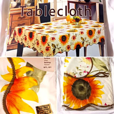 SUNFLOWER VINYL TABLECLOTH FLANNEL BACKED OBLONG RECTANGLE 54 INCH X 72 INCH