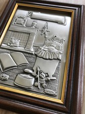 NEW Engravable Pewter Framed Keepsake Baby Birth Announcement Wall Hanging 7x9"
