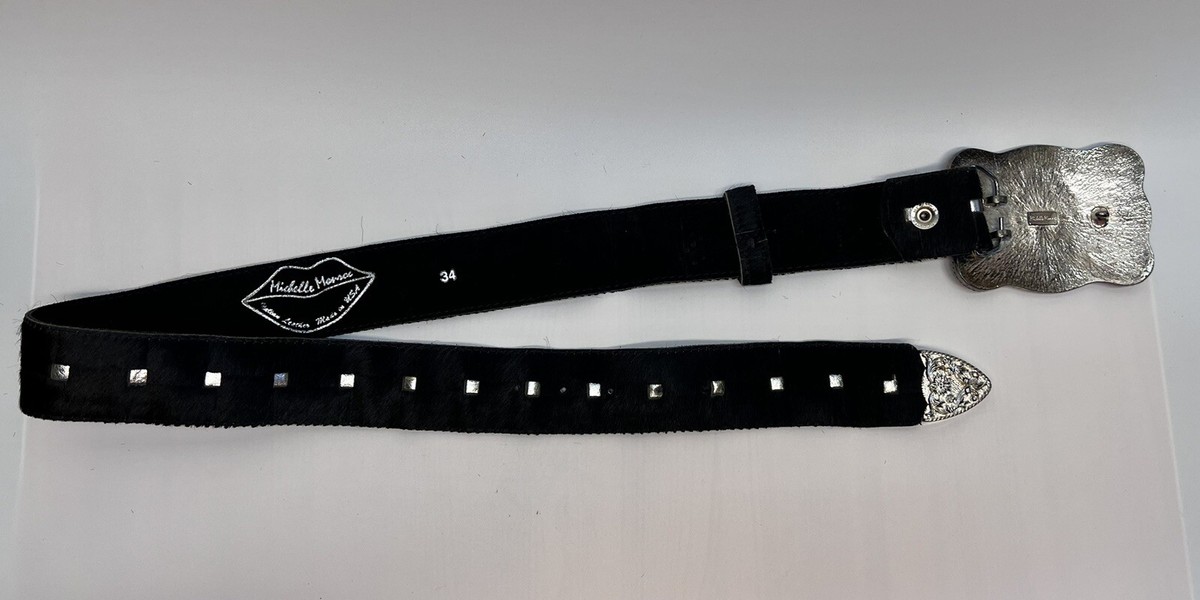 Michelle Monroe Western Cowhide Leather Belt Black Size: 34  display picture 1
