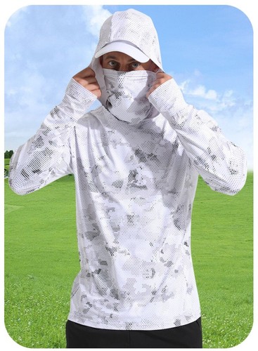 Sbart Fishing Mask Clothing Hoodie Long Sleeve T-Shirt Quick Dry UPF50+ Outdoor - Picture 8 of 14