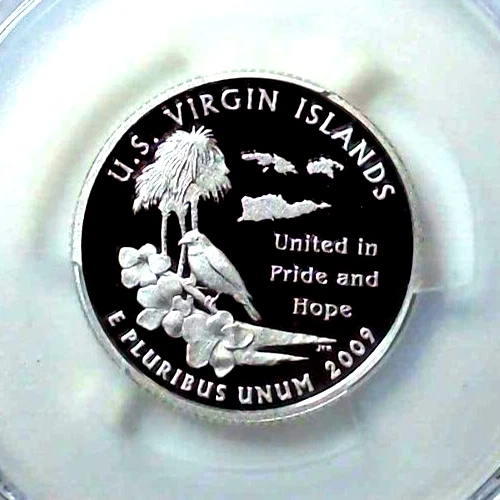 2009-S 25C Territories Quarter US Virgin IS PCGS PR69DCAM 90% Silver 23rrt0730 - Image 3 of 4