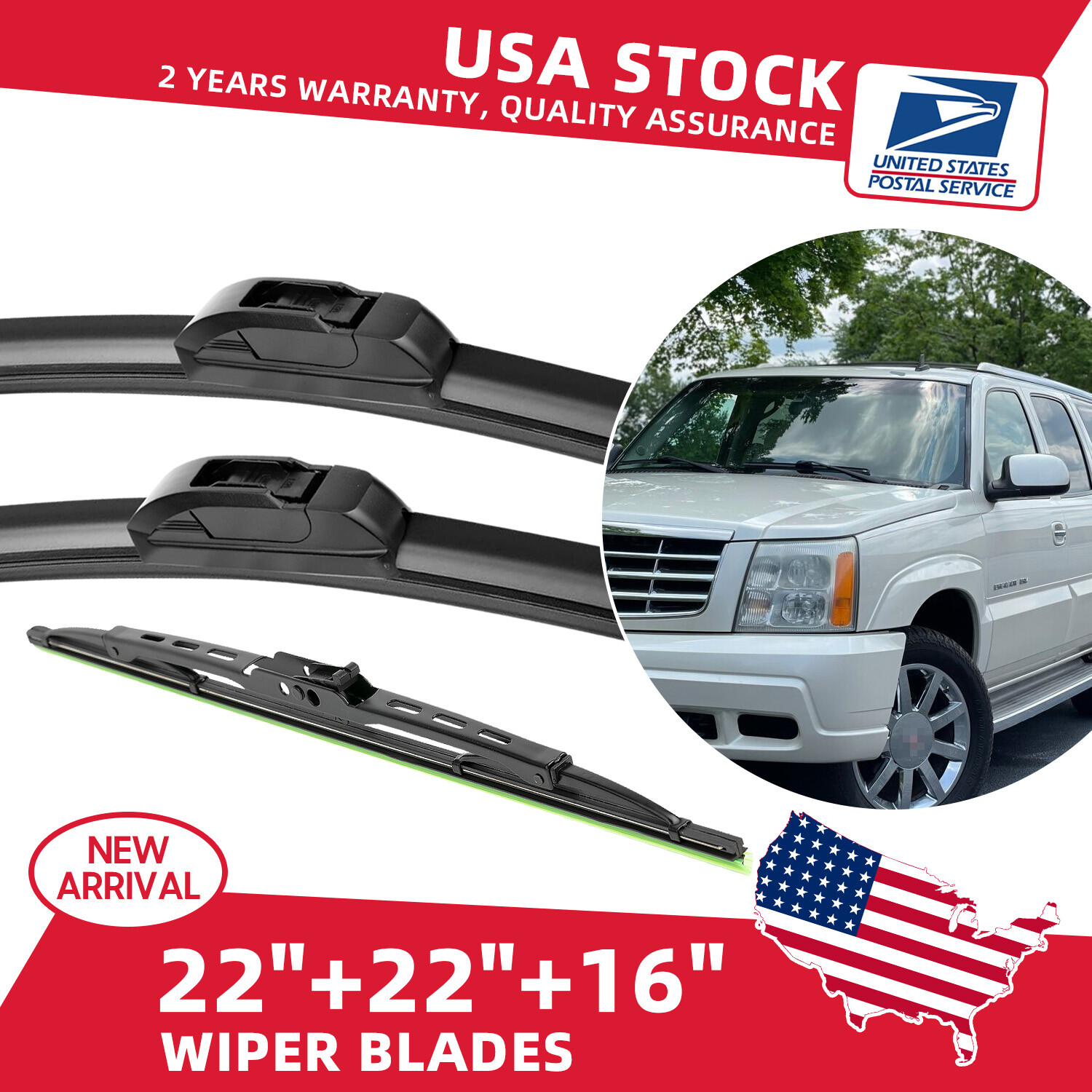 Direct Connect OEM Wiper Blades 22+22+16 Inch Front & Rear 3-Pack
